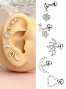 5 Stücke Edelstahl Ohrringe Für Frauen Männer OhrOhrstecker 16g Knorpel Ohrringe Cz Klein Tragus Piercing Körperschmuck Daith Ohrringe