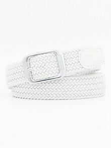 1條男裝新款時尚彈性編織腰帶,適合日常穿著和戶外運動 - 白色 - 查看 4