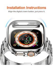 مجموعة سوار ساعة أبل وغطاء واقي للساعة باللون الوردي، متوافق مع ساعات أبل سلسلة Ultra3/2/1، SE، S10/S9/S8/S7/S6/S5/S4/S3/S2/S1، مقاس 38مم 40مم 41مم 44مم 45مم 49مم 42مم 46مم، سوار من الفولاذ المقاوم للصدأ قابل للتعديل، غطاء واقي من مادة البولي كربونات مقاوم للخدش والصدمات، بدون واقي للشاشة، مناسب للنساء/البنات