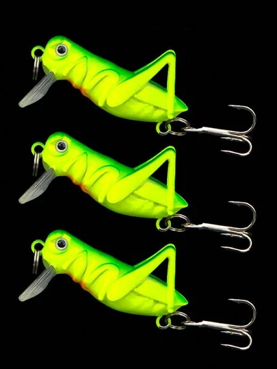 Fishing 3pcs/Lot Fishing Lure 35mm 3g Grasshopper Insect Bait Flying Lure Hard Bait Realistic Artificial Bait Bass Fishing Bait