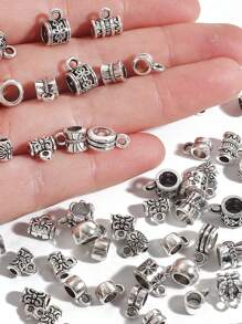 20入古色銀合金吊墜珠寶連接吊飾手鐲吊墜連接器間隔珠寶扣配件手鐲項鍊diy定位扣 - 復古銀色 - 查看 3
