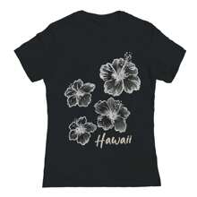 Nearly There Hibiscus Graphic Black Ladies Cotton Short-Sleeve T-Shirt - 黑色 - 查看 1