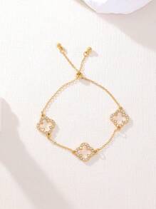 Conjunto de pulsera y tobillera con forma de trébol calado y decorado con rhinestones (se venden por separado) - Regalo para San Valentín, mamá, madre, Día de la Madre