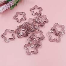 10入組/袋,30mm透明掛孔空心梅花五角星diy珠寶配件手工吊墜車內鑰匙扣材料顏色