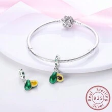 Healthy Avocado Charms 925 Sterling Silver Pendant Fits Original Bracelet Necklace Women Dangle Bead DIY Jewelry Gift