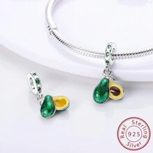 Healthy Avocado Charms 925 Sterling Silver Pendant Fits Original Bracelet Necklace Women Dangle Bead DIY Jewelry Gift