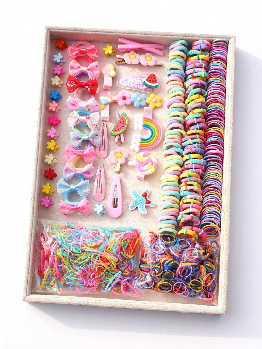 839 件/包女孩网状蝴蝶结最小损伤发夹、发饰套装