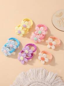 10 dây buộc tóc bằng nylon co giãn hình hoa màu trơn, Phụ kiện tóc cho trẻ em, Dây buộc tóc mini cho bé - Nhiều màu - Xem 2