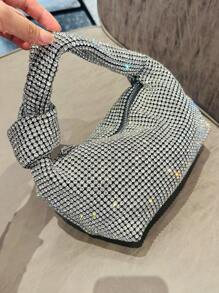 JIOMAY Bling Rhinestone Handbag With A Knot For Evening Wear, Also Comes With Diamonds And Hardware - Silver - View 3
