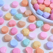 10pcs Resin Cute Macaroon Cheeseburger Cartoon Diy Toy Cream Glue Phone Case Hair Accessories Random Delivery