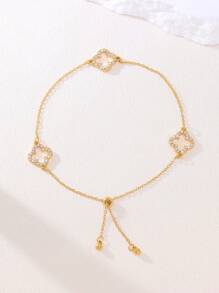 Conjunto de pulsera y tobillera con forma de trébol calado y decorado con rhinestones (se venden por separado) - Regalo para San Valentín, mamá, madre, Día de la Madre