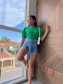 Women Tops - 綠色 - 查看 3