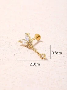 1 Miếng Đúng mốt Mạ vàng 18K Thép Titan Hình bướm Kim cương Đinh tán tai Thích hợp Đối với Mặc hàng ngày Đối với phụ nữ - Vàng - Xem 4