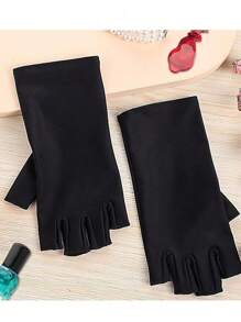 1雙男女適用uv保護手套,遮光upf50+美甲防紫外線手套 - 黑色 - 查看 2