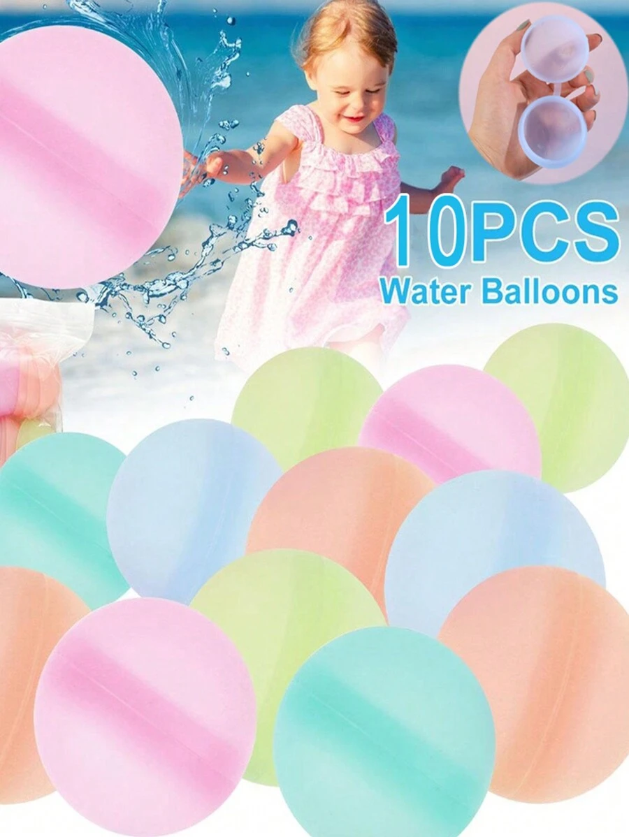 10入組自充水彈硅膠水球,可重複使用的水球玩具 - 紅色 - 查看 1