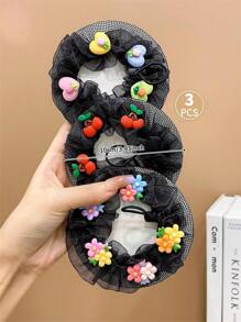 3 Piezas Redes Para Cabello Bonitas Para Niñas Para Hacer Un Moño De Ballet - Multicolor - Ver 9