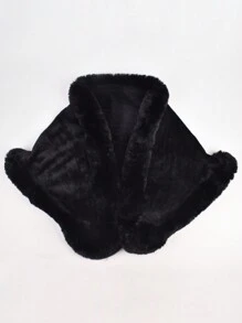 YWQLWJ 1pc Solid Color Shawl For Women, Warm & Skin-friendly, Winter Outerwear - Black - View 5