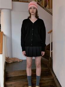 1 件男女款针织冬帽，保暖内衬无檐便帽，时尚针织帽休闲