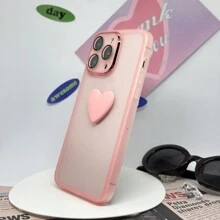 1个彩色电镀镜框，带精准孔位和哑光表面，纯色TPU防摔爱心手机壳，兼容国际版，非国内版 - 粉色 - 查看 9