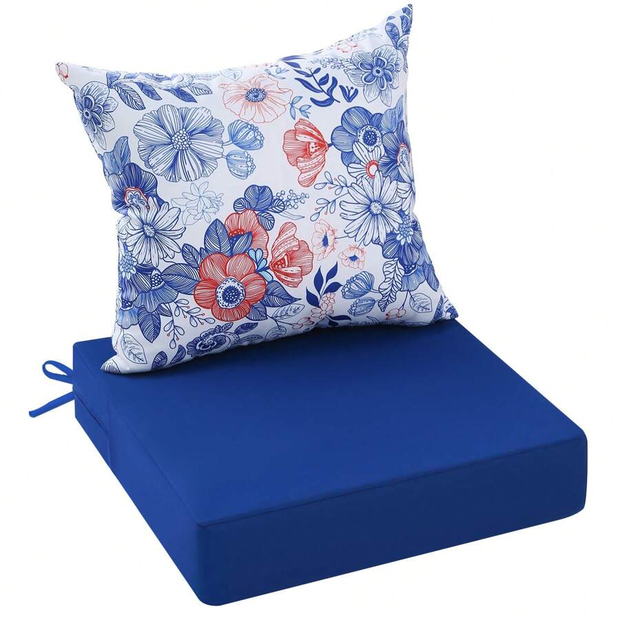 Outdoor Chair Cushions Set Deep Seat Deep Seat & Back Cushion - Navy Blue - View 1
