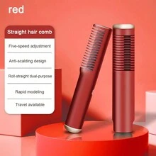 Herramienta De Estilo De Cabello Inalámbrica Y Portátil De Tamaño Mini, Cepillo Alisador Y Peinador De Cabello Sin Cable Ni Cargador, Cepillo Portátil - Rojo - Ver 4