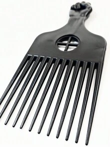 1pc Fashionable Fist-Shaped Black Plastic Comb, Suitable For Barbershop