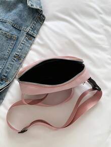 Waist Bag Nylon Waterproof Chest Bag Outdoor Sports Running Waist Bag Sew Cross Body Waist Bag Zip Around Small Wallet, Coin Purse With Card Slots Girl Simple Credit Card Holder - Pink - View 4