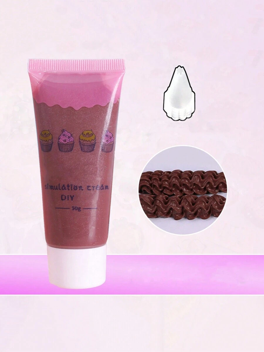 1入組50g白色樹脂仿真奶油,diy必備 - 咖啡棕 - 查看 1