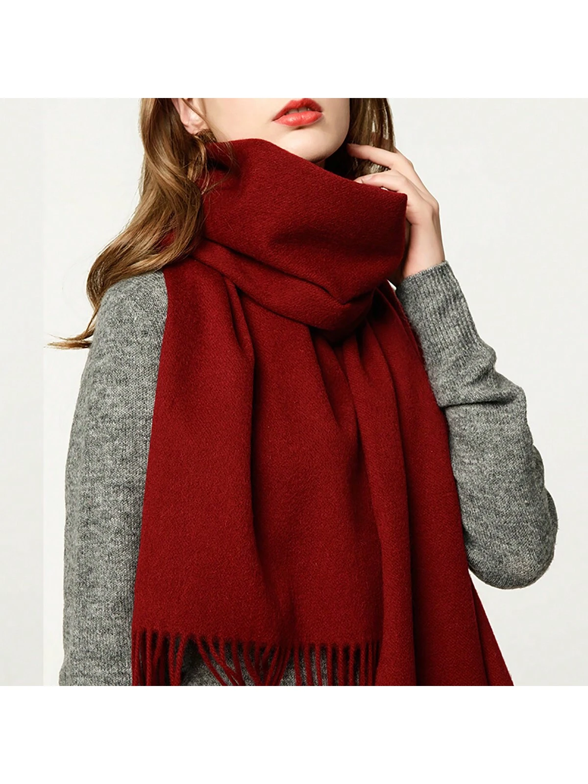 Női vastagított, kétoldalas műkasmír kötött sál 