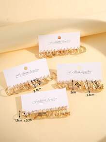 12 Piezas Conjunto De Pendientes Sencillos Con Perlas Artificiales Y Formas Geométricas Metálicas Para Mujeres, Perfecto Para Días Festivos, Citas, Uso Diario O Como Regalo De Obsequio