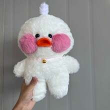 28 厘米可爱 Lalafanfan 戴眼镜的鸭子流行小鸭毛绒玩具动物玩偶填充玩具节日和生日礼物 - 白色 - 查看 3