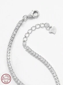 Vaerine 1條閃亮典雅的豪華女士手鍊,鑲有人造鋯石正方形零件,使用925純銀,適用於約會、派對、宴會和日常穿著,是突顯魅力的禮物。婚禮訂婚新娘珠寶 - 銀色 - 查看 4