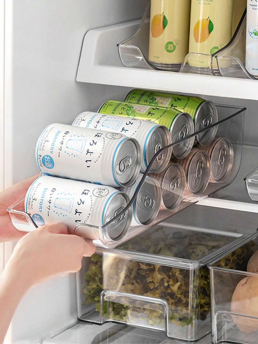 1pc Refrigerator Can Dispenser With Large Capacity And Thickened, Automatic Roll Out Design, Kitchen Organizer