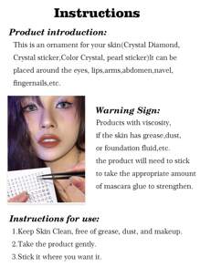 1pc Acrylic Bling-bling Colored Rhinestone Face Jewel, Perfect For Parties And Gatherings - Multicolor - View 7