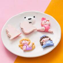 10入組/套混合隨機角色,健身女孩,diy耳環髮飾,樹脂吊飾,文具,手機殼,鑰匙扣,杯子,鞋扣,冰箱貼紙,珠寶貼紙材料。包裝內含雙面膠帶。