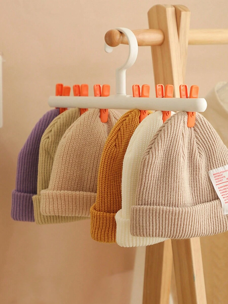 Tendedero Organizador De Sombreros, Tendedero De Ropa Con Clips Para Calcetines Y Ropa Interior, Múltiples Funciones, Prevención De Enredos, 1 Ud. - Naranja - Ver 1