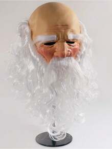 Divertida Máscara De Anciano Realista Con Gran Barba - Albaricoque - Ver 3