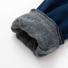 Balabala Young Boy Elastic Waist Thermal Fleece Liner Jeans - Blue - View 9