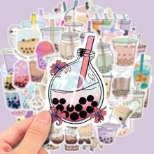 50pcs Bubble Milk Tea Doodle Stickers To Decorate Phone, Computer, Luggage, Notebook - Apricot - View 2