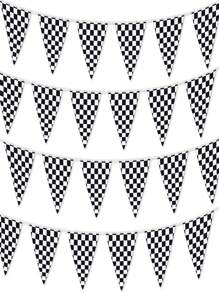 Black And White Checker Flags Banner - Black and White - View 5