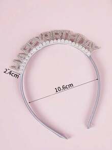 1pc Glamorous & Sparkly Rhinestone Letter Birthday Headband - White - View 3