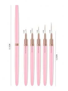 5Pcs Pink Metallic Nail Art Striping Tape Nail Design Brushes For Long Lines Tiny Details Fine Drawing Nail Brushes For Nail Art - Pink - View 6