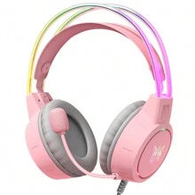 Onikuma 遊戲耳機 Rgb 動態燈光有線粉紅色耳機附麥克風耳機適用於 Pc Ps5 Switch - 粉色 - 查看 9