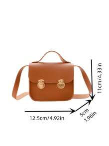 兒童復古極簡小肩袋,迷你袋,秋冬時尚多用途 - 棕色 - 查看 3