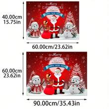 1 件装各种尺寸的圣诞节户外防滑门垫，带驯鹿图案的圣诞老人冬季入口垫，户外圣诞装饰，圣诞礼物 - 巧克力棕 - 查看 2