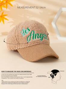 1 件男女通用兒童英文刺繡簡約時尚卡其色羊毛棒球帽,適合戶外日常冬季服裝和兒童禮物 - 卡其色 - 查看 4