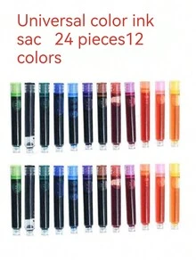 24入組12色墨囊,墨水彩盒,3.4mm墨水加載充畫,寫字,辦公室和學校文具用品 - 彩色 - 查看 2