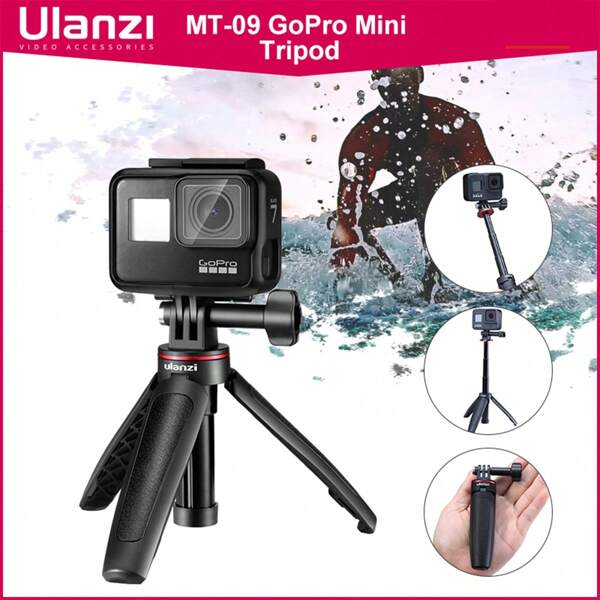 Ulanzi MT-09 Extend Vlog Tripod for Gopro Mini Portable Tripod for Gopro Hero 12 11 10 9 8 7 6 Black Session Osmo Action insta360 X3