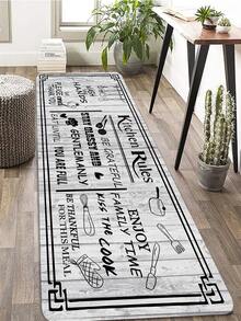 1 Pieza Bisel, Utensilios De Cocina Y Tapetes De Piso De Cocina Alfabéticos, Tapetes De Piso De Poliéster Para Cocina, Decoración De Alfombra Acolchada De Corredor Temática De Reglas De Cocina - Gris Claro - Ver 6