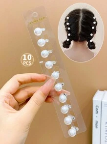 10 piezas de lindo clip de pelo para niñas con cuentas de imitación de perlas blancas